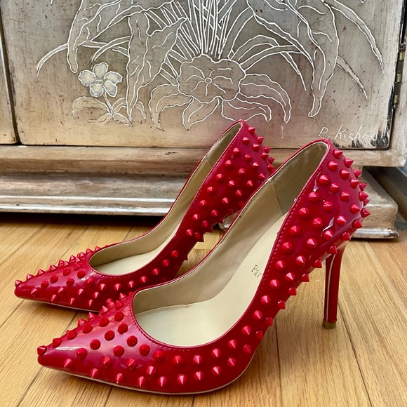 Christian Louboutin Shoes - Christian Louboutin Red Spiked Heels 👠 ‼️Brand runs small